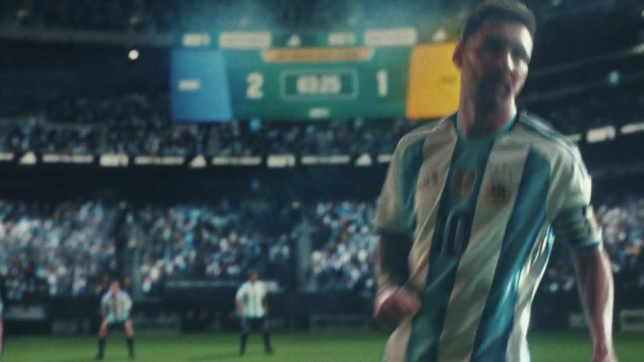 Lionel Messi in a packed stadium